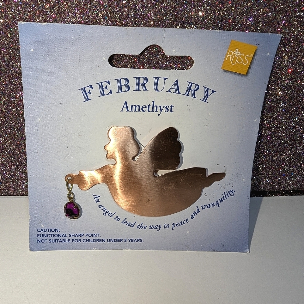 Russ Berrie Angel Of The Month Pin - February Amethyst